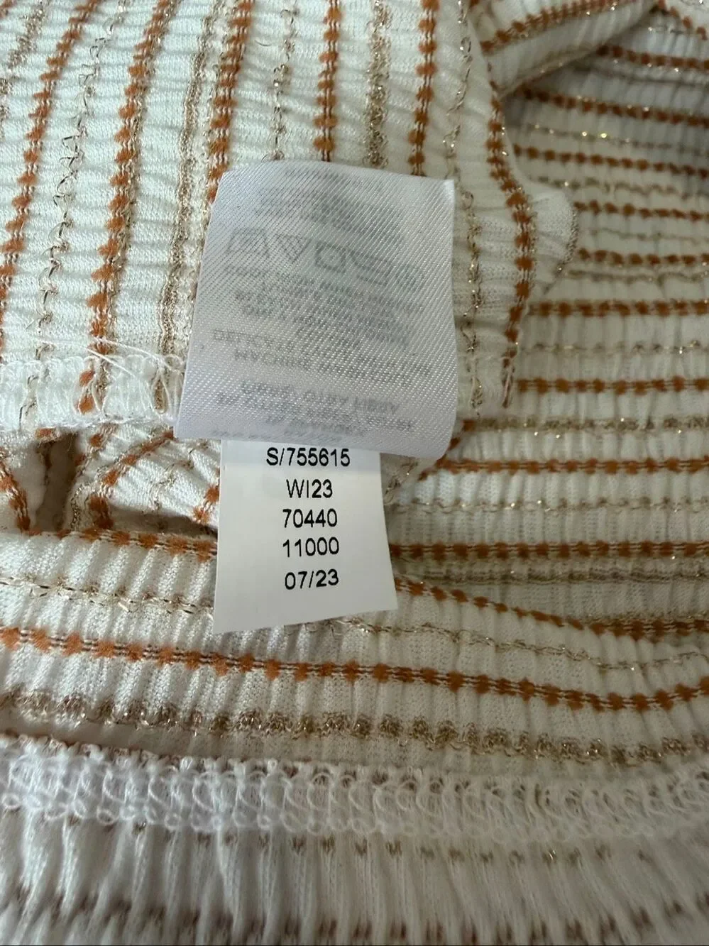 NWT LOFT Sparkle Puff Sleeve Square Neck Top Cream Gold Metallic Striped XS